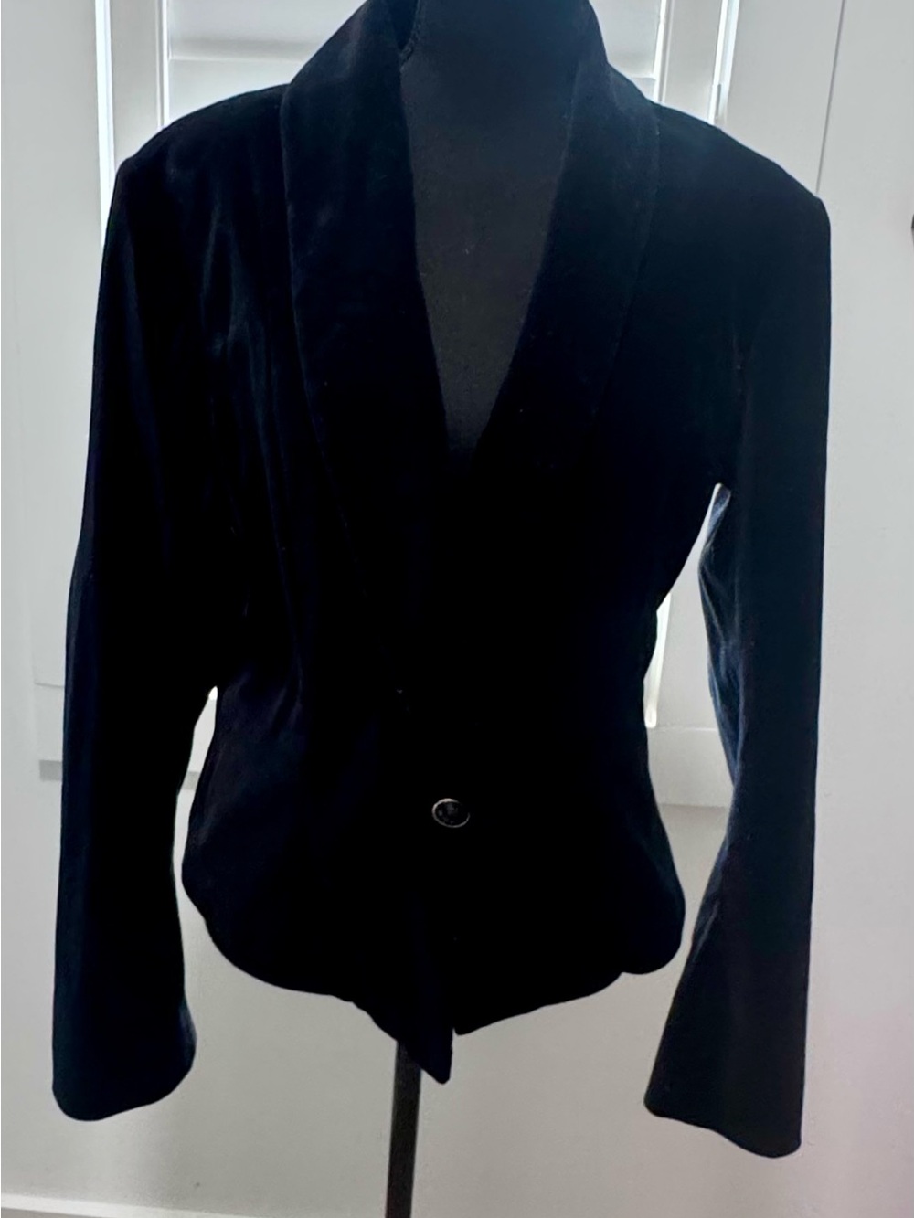 New York & Company Black Velvet Shawl Collar Blazer